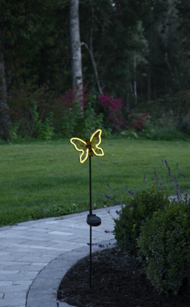 Bronzefarbene Solarstäbe mit gelben LED-Schmetterlingsmotiven von Star Trading