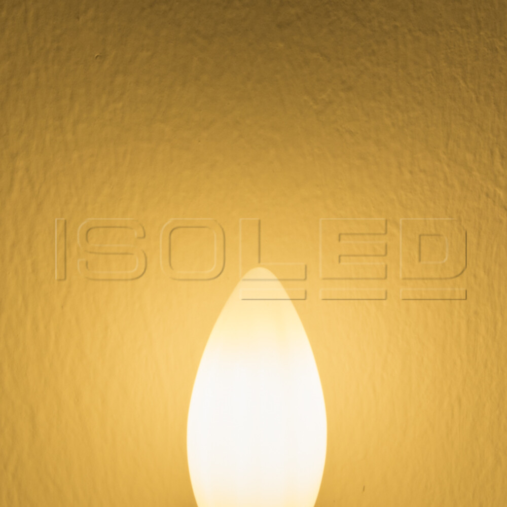 Hochwertiges LED-Leuchtmittel von Isoled in warmer, weißer Lichtfarbe, dimmbar und milchig