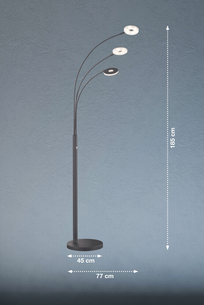 Eine stilvolle sandschwarze Stehlampe aus Metall von der Marke Fischer & Honsel