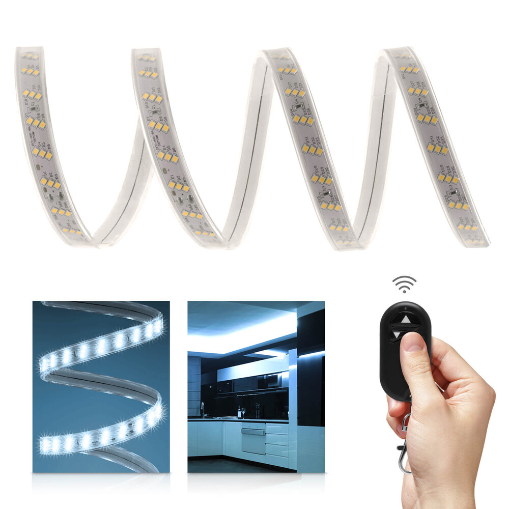 Hochwertiger kaltweißer LED Streifen von LED Universum, für professionelle Verwendung mit robustem IP68 Schutz