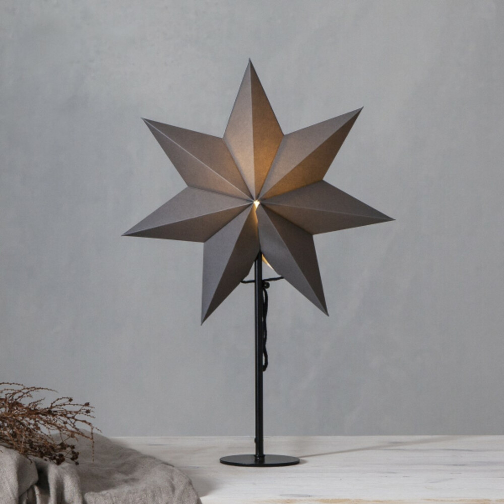 Grau schwarzer Stern von Star Trading, sorgfältig gestaltet mit einem ansprechenden Metall-Look und hervorragender Beleuchtung