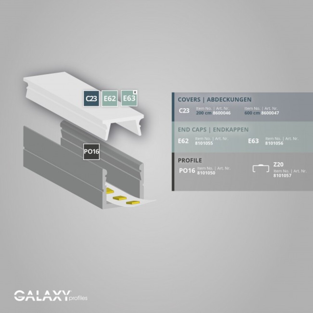 Elegantes und brillantes LED Profil der Marke GALAXY profiles