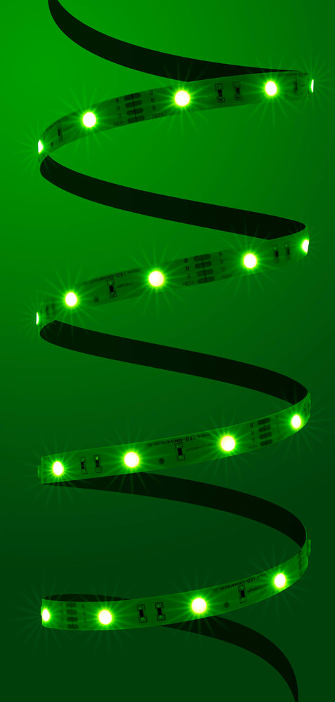 Hochwertiger LED Streifen von LED Universum mit farbenfroher RGB Beleuchtung und praktischer Fernbedienung