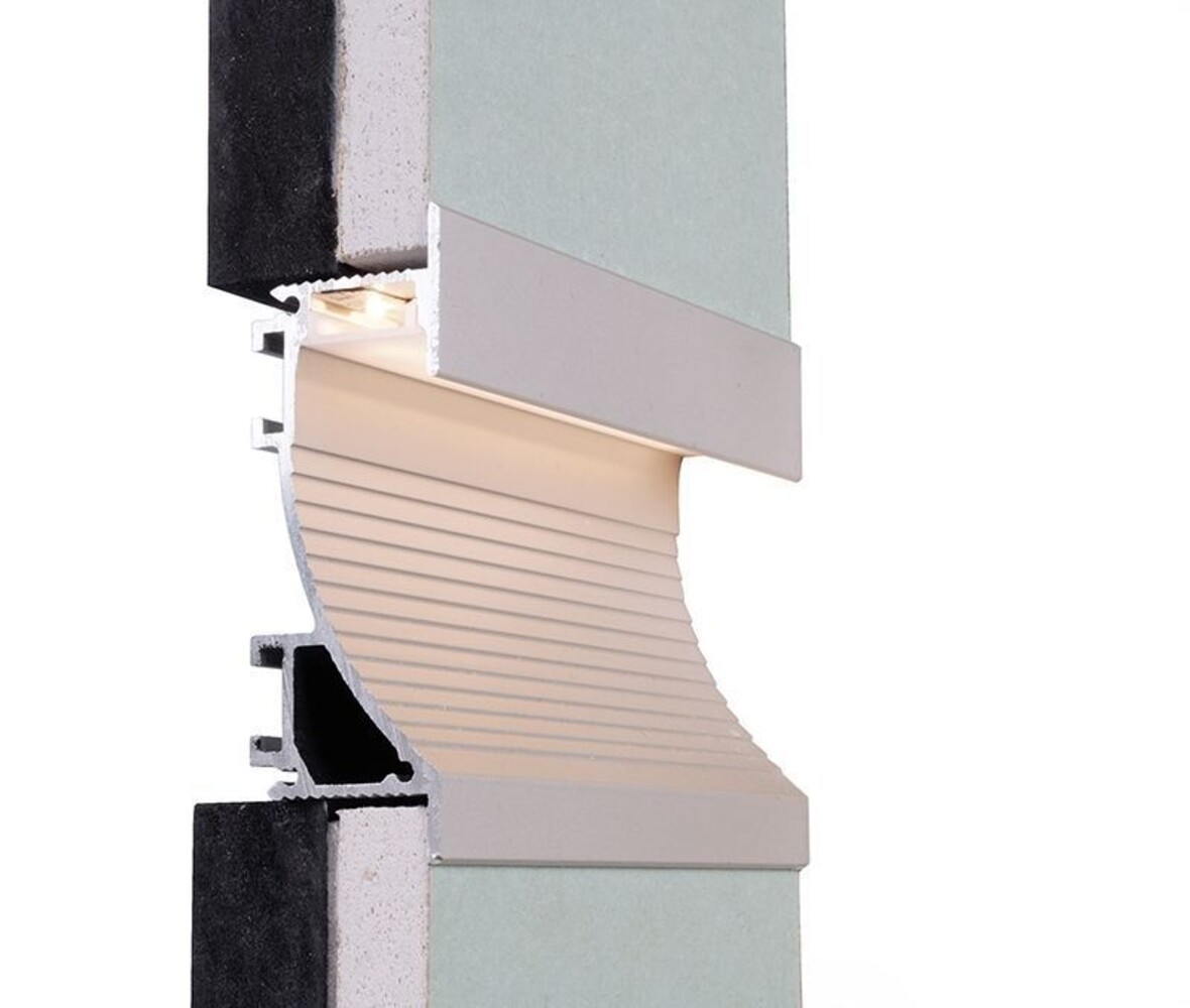 Silber-mattes LED-Profil von Deko-Light für 14mm LED-Stripes in eleganter Trockenbau-Variante