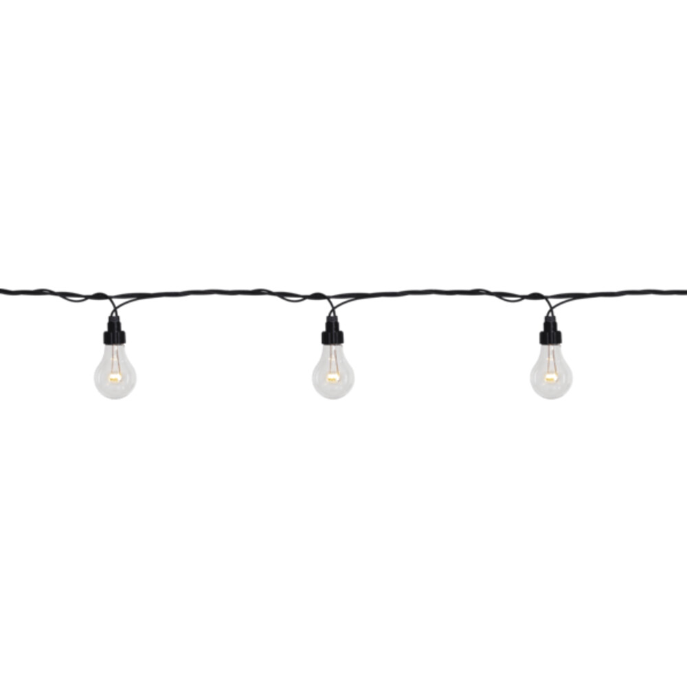 LED-Lichterkette mit warmweißen Birnen und schwarzem Kabel für den Außenbereich, koppelbar und von Star Trading