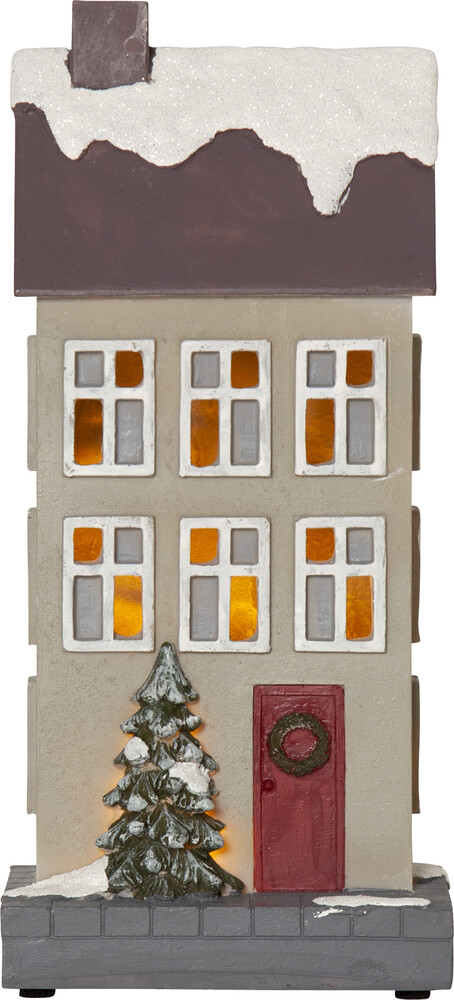 Star Trading 992-72 LED-Haus "Hus"beige/bunt, ca. 10,5x24 cm, ww LED, Batterie, Timer, Vierfarb-Karton