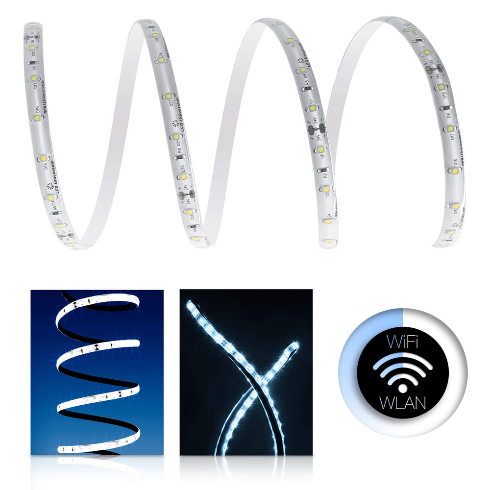 Hochwertiger, kaltweißer LED Streifen von LED Universum mit WLAN und Magischer Home-Funktion