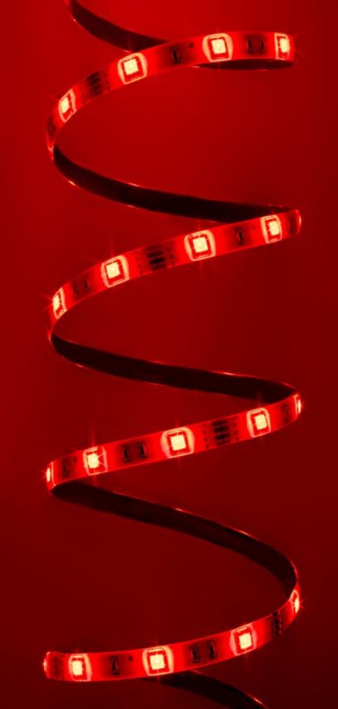 Komfortabler 12V LED-Streifen in RGB mit 30 LEDs pro Meter, wasserdicht (IP65) und drahtlos gesteuertem Funk-SET, Netzteil von LED Universum