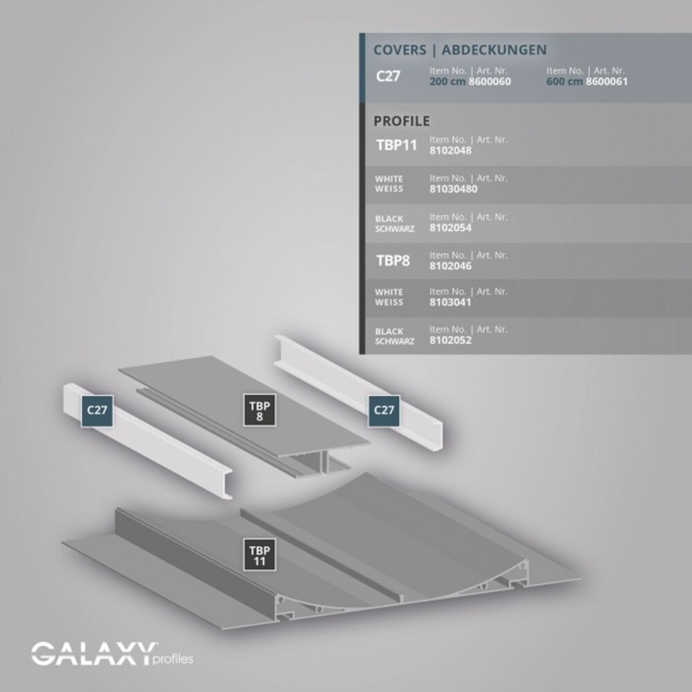 Hochwertiges LED-Profil von GALAXY profiles mit klarer Beleuchtung