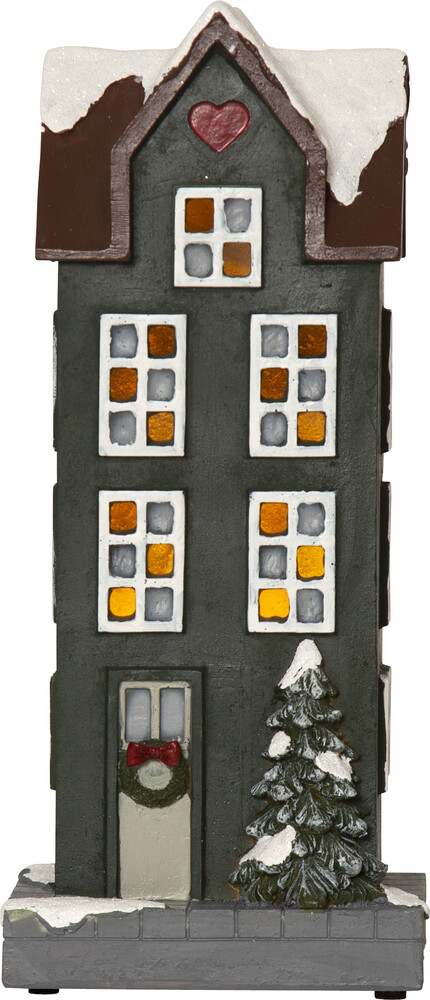 Star Trading 992-71 LED-Haus "Hus"grün/bunt, ca. 10,5x25 cm, ww LED, Batterie, Timer, Vierfarb-Karton