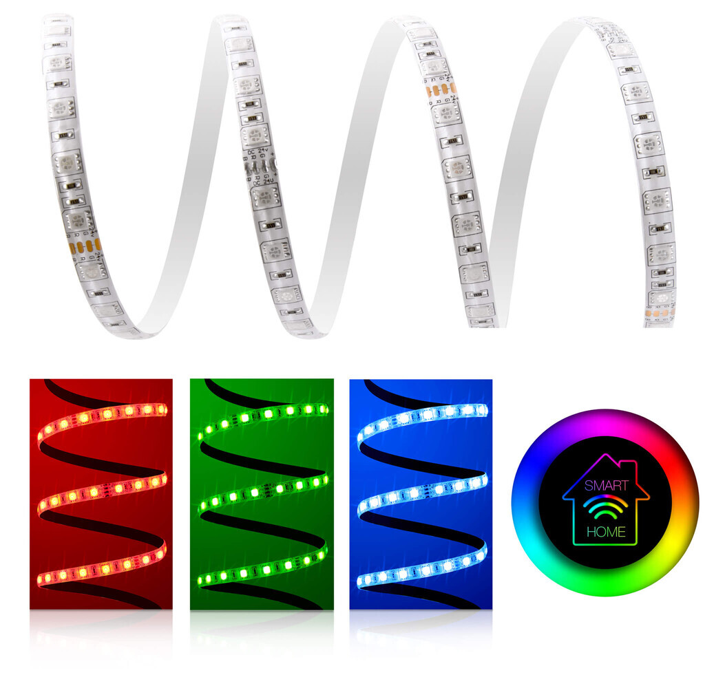 Premium LED Streifen in lebhaftem RGB, wasserfest und smart, von LED Universum