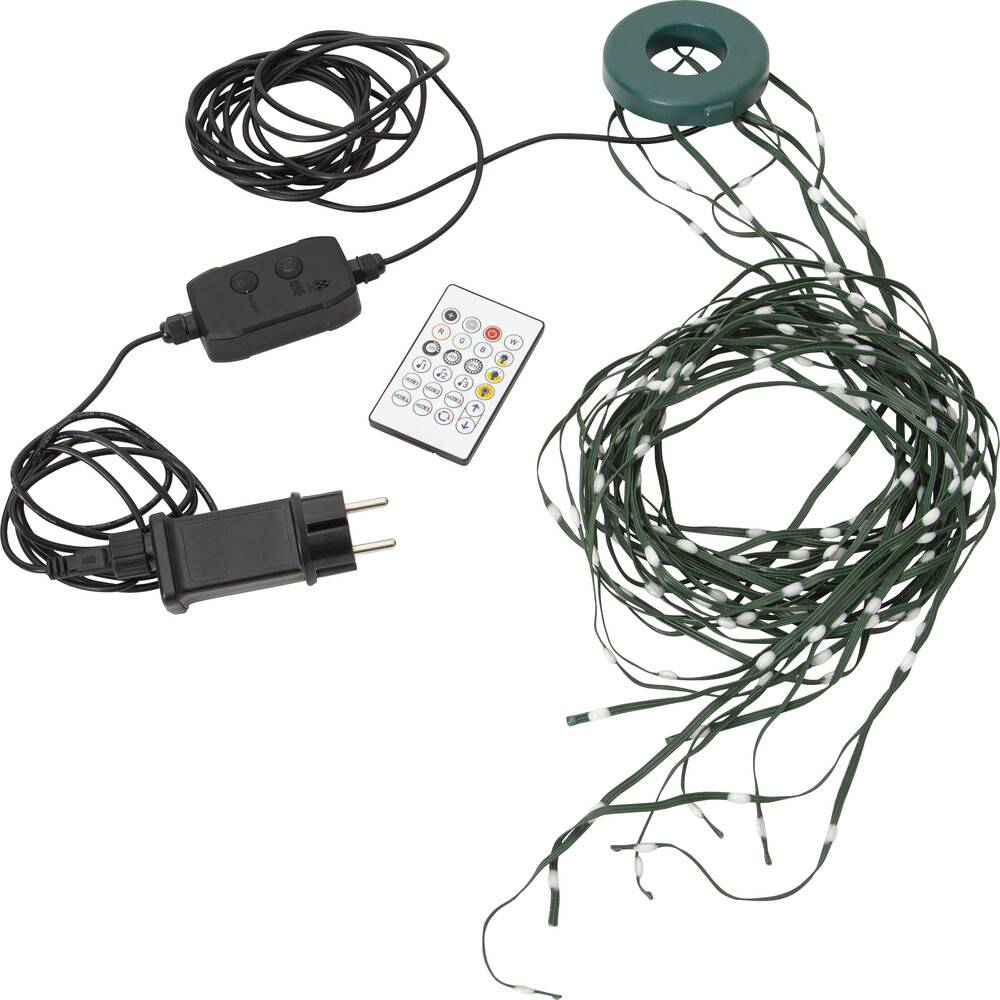 Star Trading 472-83 LED-Baum-Lichterkette "Smart" 160 bunte LED, ca. 200x8 cm, 8 Stränge,Kabel: grün, ca. 5 m schwarze Zuleitung,per Google/Alexa/App steuerbar, outdoor, Vierfarb-Karton