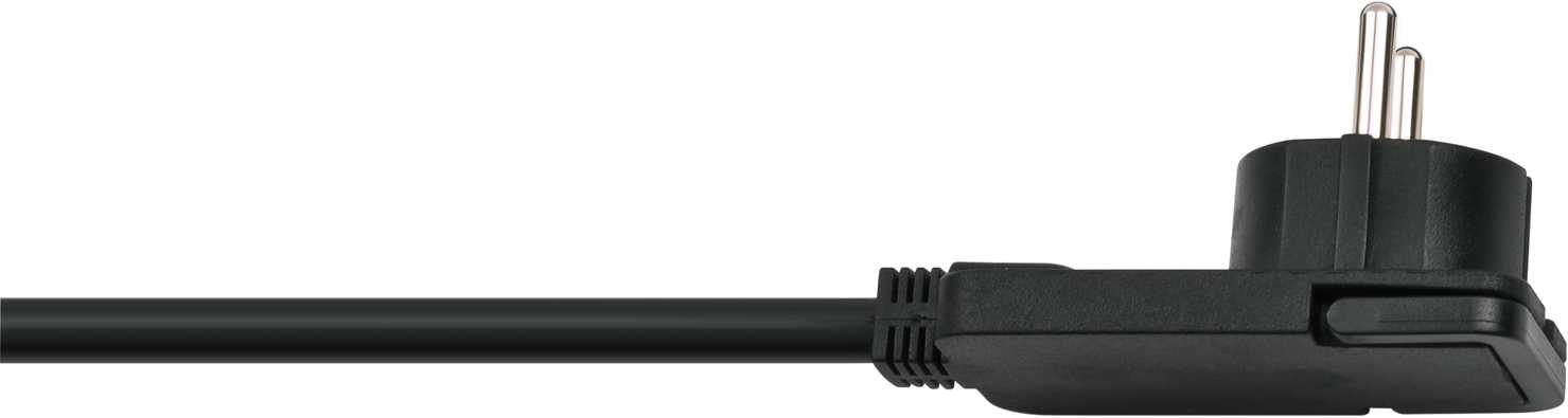 Qualitäts-Kunststoff-Verlängerungskabel mit Flachstecker IP20 5m H05VV-F3G1,5 schwarz