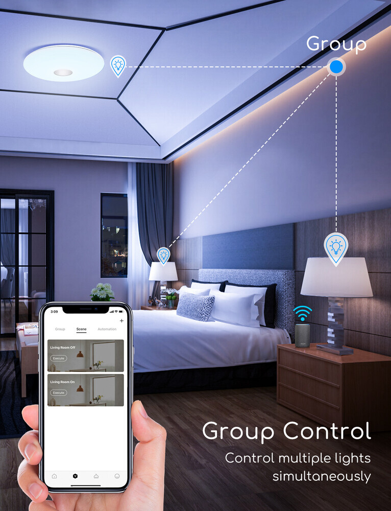 Stilvolle, runde Deckenleuchte von LED Universum mit einstellbarer Farbtemperatur und SmartHome App-Steuerung