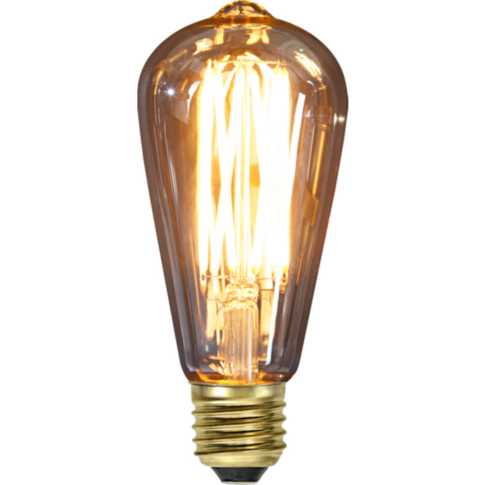 Stilvolles LED-Leuchtmittel in Vintage Optik von Star Trading mit wunderschönen goldenem Schein und stromsparender Technik