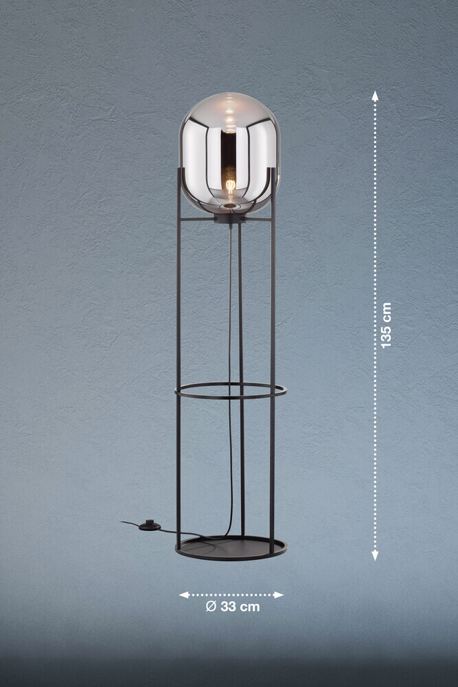 Elegante schwarz matte Stehlampe aus Metall von Fischer & Honsel