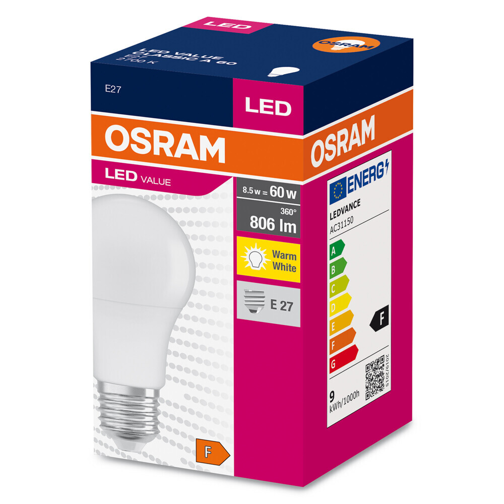 Hochwertiges OSRAM LED-Leuchtmittel in angenehmer warmweißer Lichtfarbe