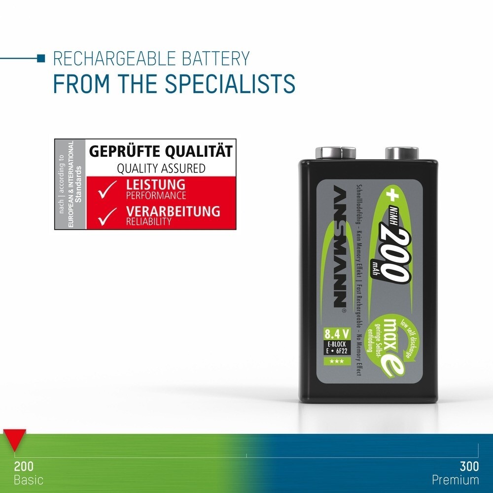 Ansmann Typ E Block-Batterien von Ansmann mit hoher Leistungsfähigkeit 200 mAh für zuverlässige Energieversorgung