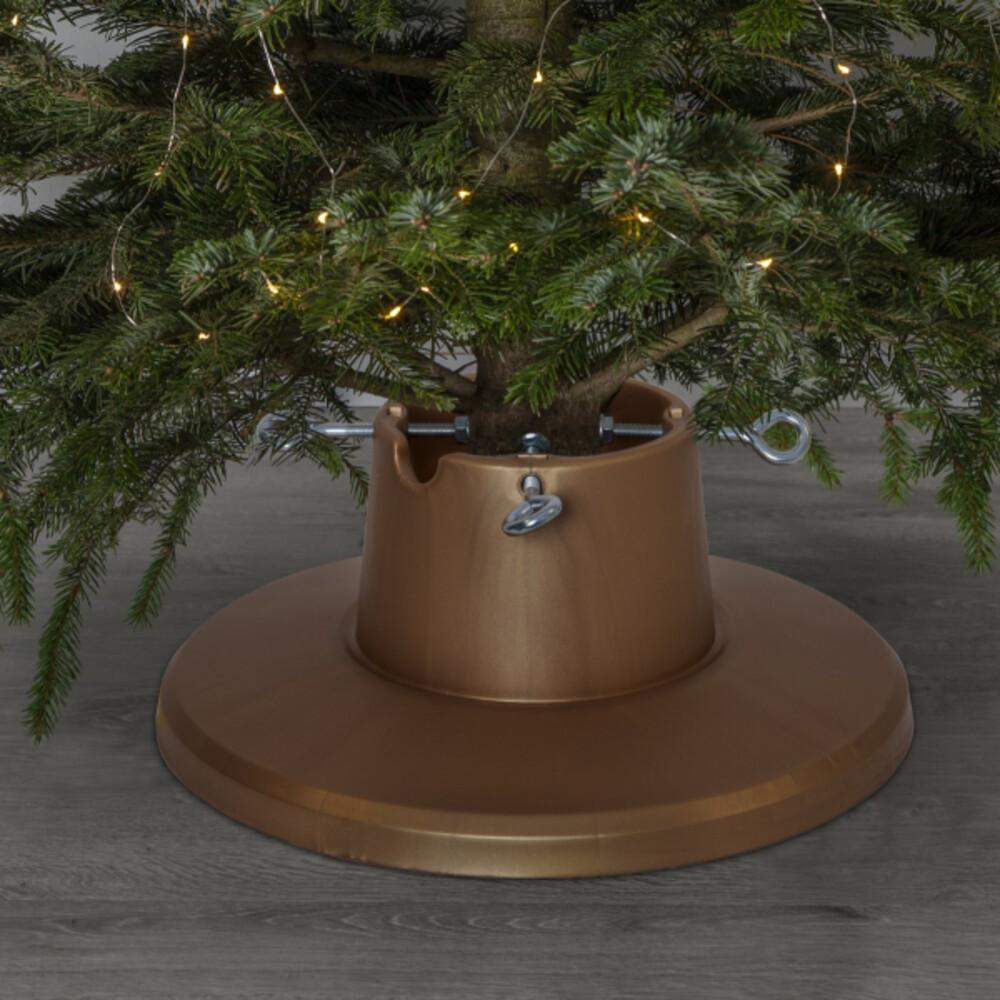 Star Trading Weihnachtsbaumständer in strahlendem Gold, Ø 39 cm, Stämme ca-3, 5,10, 5 cm Ø, Kunststoff, 2,1 Liter