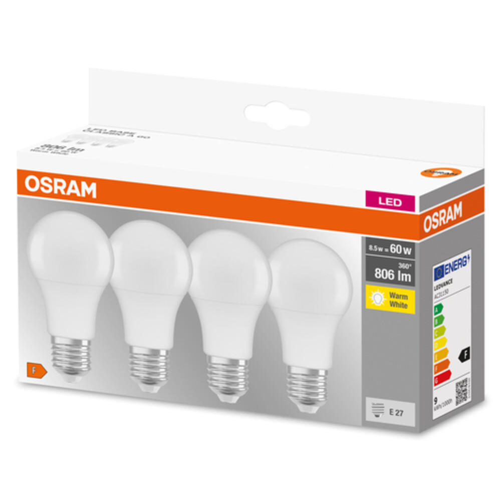 Hochwertige, energieeffiziente LED-Leuchtmittel von Osram in warmen 2700K