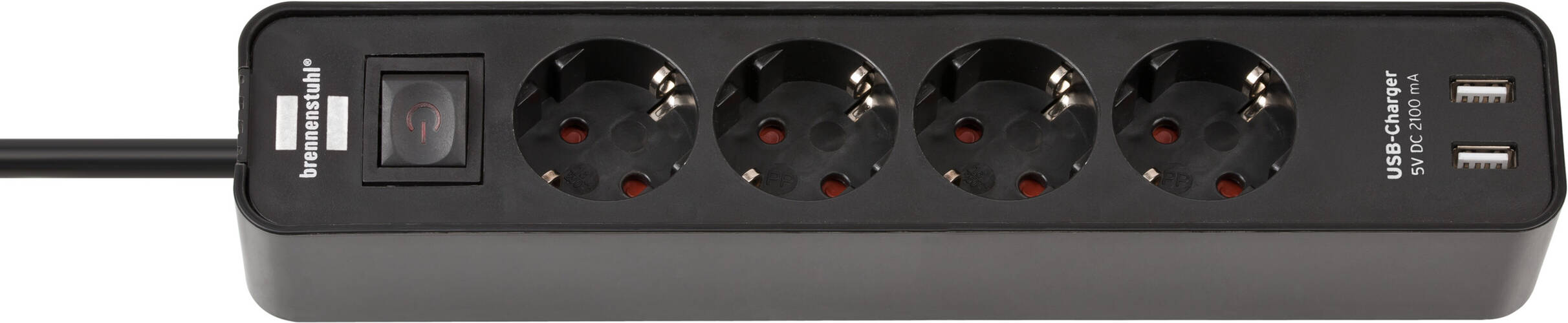 Hochwertige Steckdosenleiste von Brennenstuhl mit USB Ladefunktion und schwarzem Design