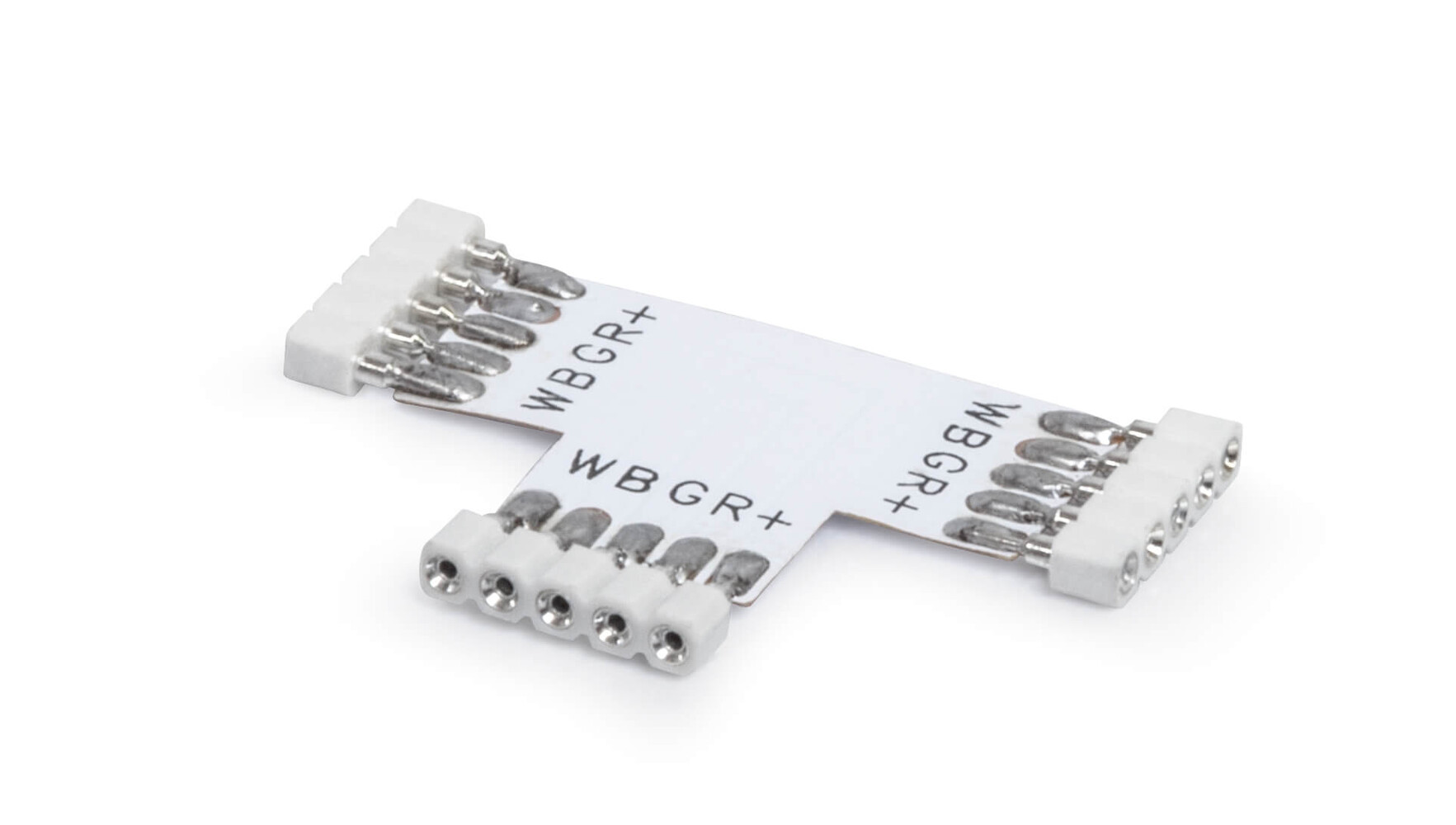 LED Streifen Verbinder von LED Universum - 10er SET T Verbinder weiß 5 polig inkl 30 Lötstifte für RGBW LED Streifen