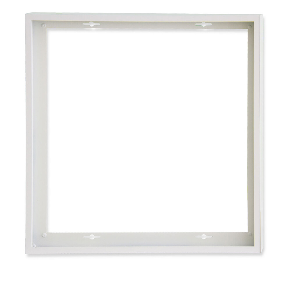 Weiße Ein- und Aufbaurahmen von Isoled, vormontiert zur Schnellmontage, Höhe 5cm für LED Panels 625x625