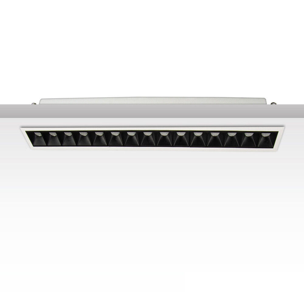 elegante, dimmbare LED Einbauleuchte Raster Line in schwarz und weiß von Isoled