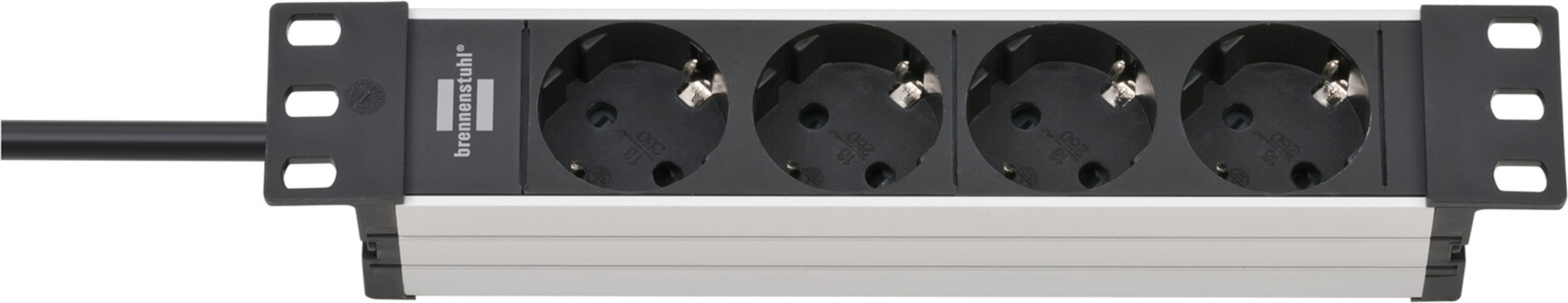 Schicke Brennenstuhl LED Universum Steckdosenleiste in Silber-Schwarz für Schaltschränke mit Schalter 4-fach 2m H05VV F3G1.5