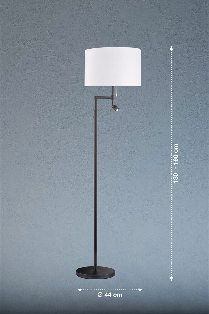 Elegante Stehlampe in Sandschwarz von Fischer & Honsel