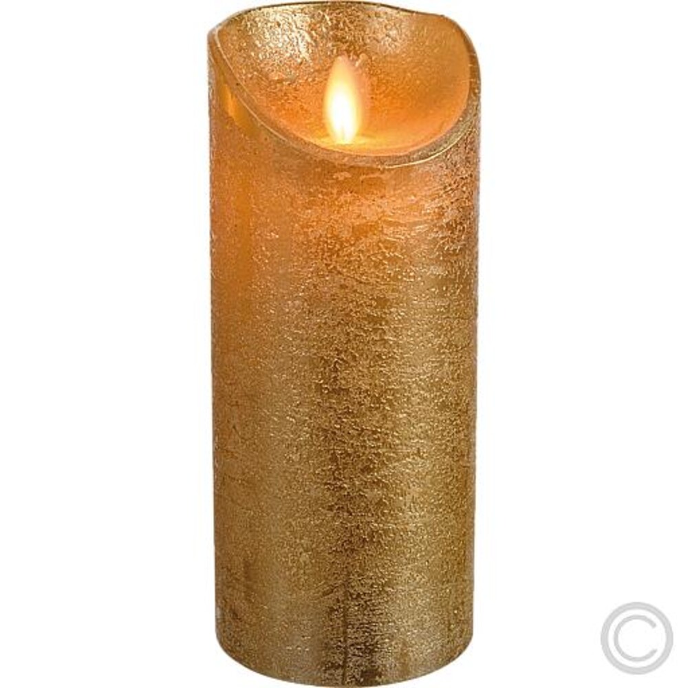 Goldfarbene, 18cm hohe LED-Kerze von Lotti zur stimmungsvollen Beleuchtung
