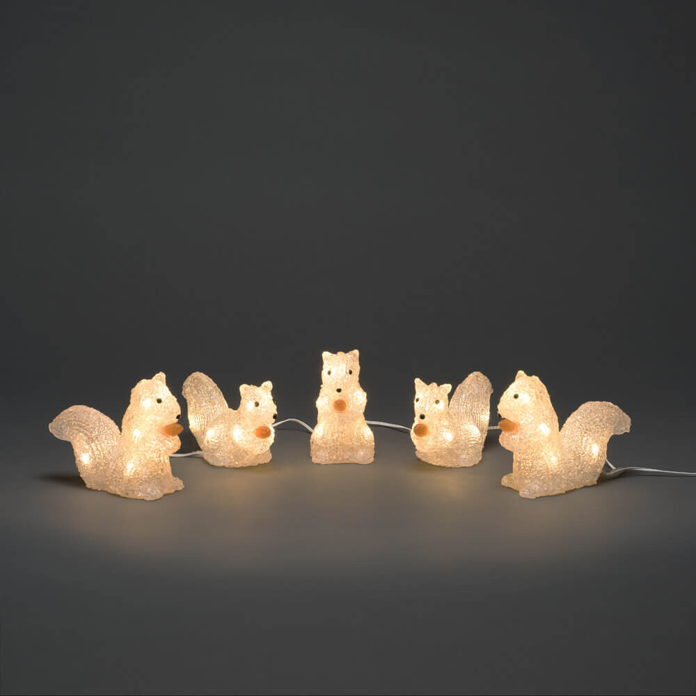 Leuchtfiguren von Konstsmide - wunderschönes LED Universum mit klaren Eichhörnchen und 40 warm weißen Dioden
