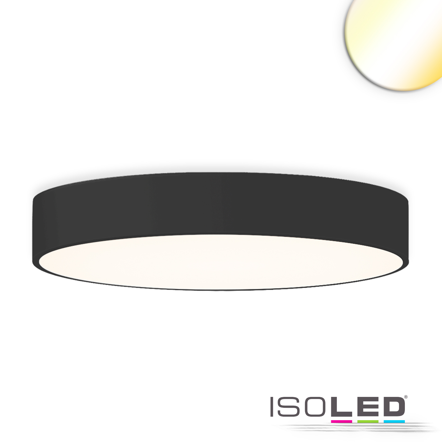ISOLED 115205 LED Deckenleuchte, DN800, schwarz, 105W, ColorSwitch 3000|3500|4000K, dimmbar