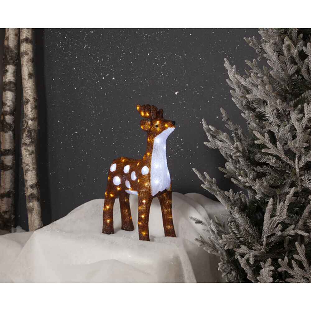 Braun-weißer Leuchtfigur Hirsch von Star Trading mit coolwhite LED