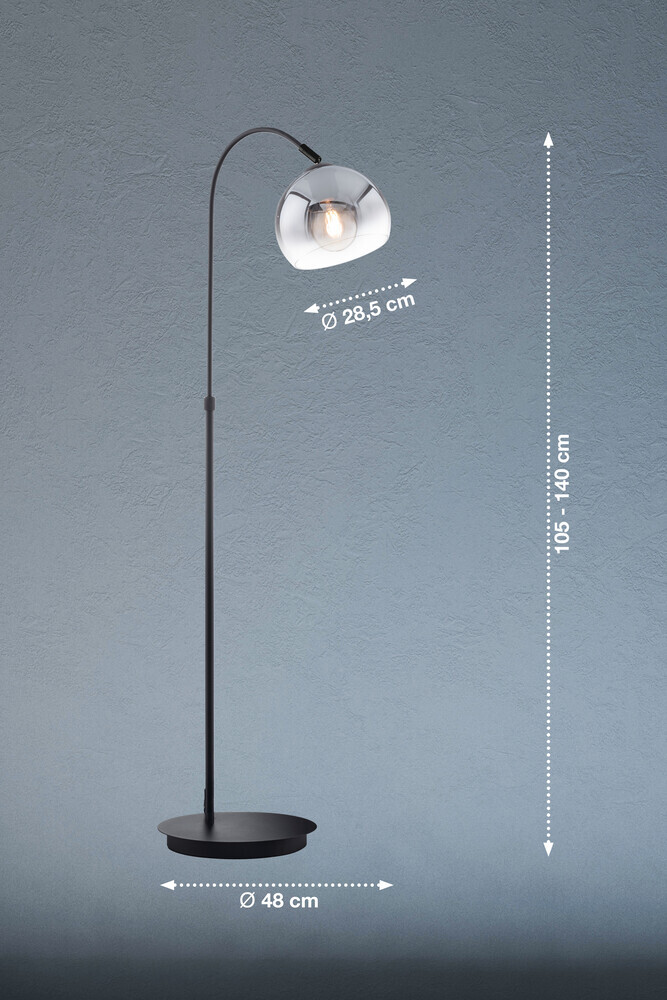 Elegante Stehlampe aus Metall in sandschwarz von Fischer & Honsel