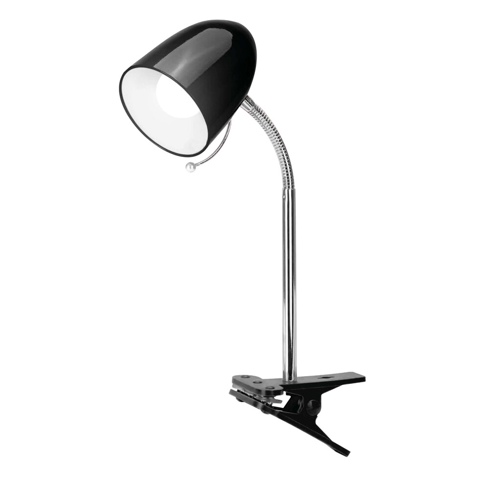 Schwarze, chromfarbene Schreibtischlampe Tischleuchte mit anpassbarem Schwanenhals von LED Universum