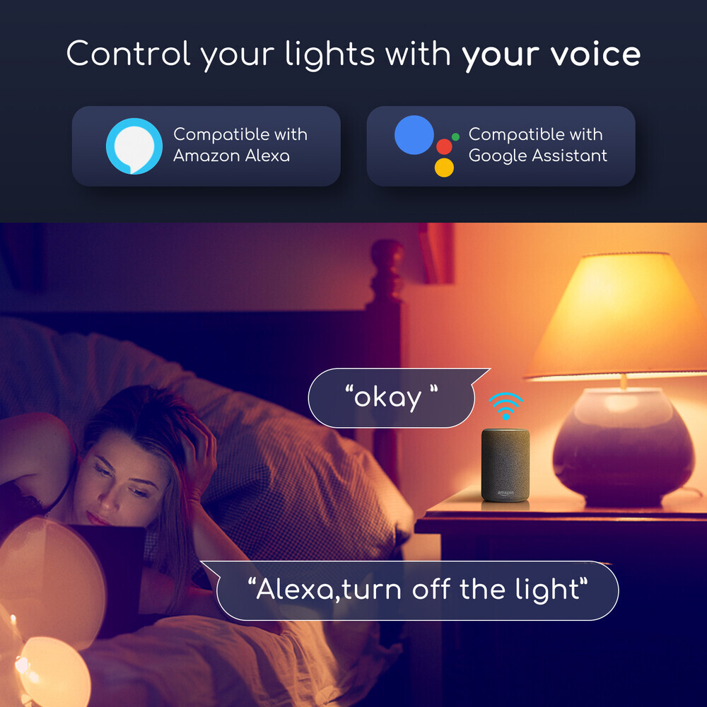 Smart LED Leuchtmittel Glühlampe 5,5W E27 RGB+CCT 2700-6400K 470lm Ø45x81mm (G45) WLAN BT App Google Alexa