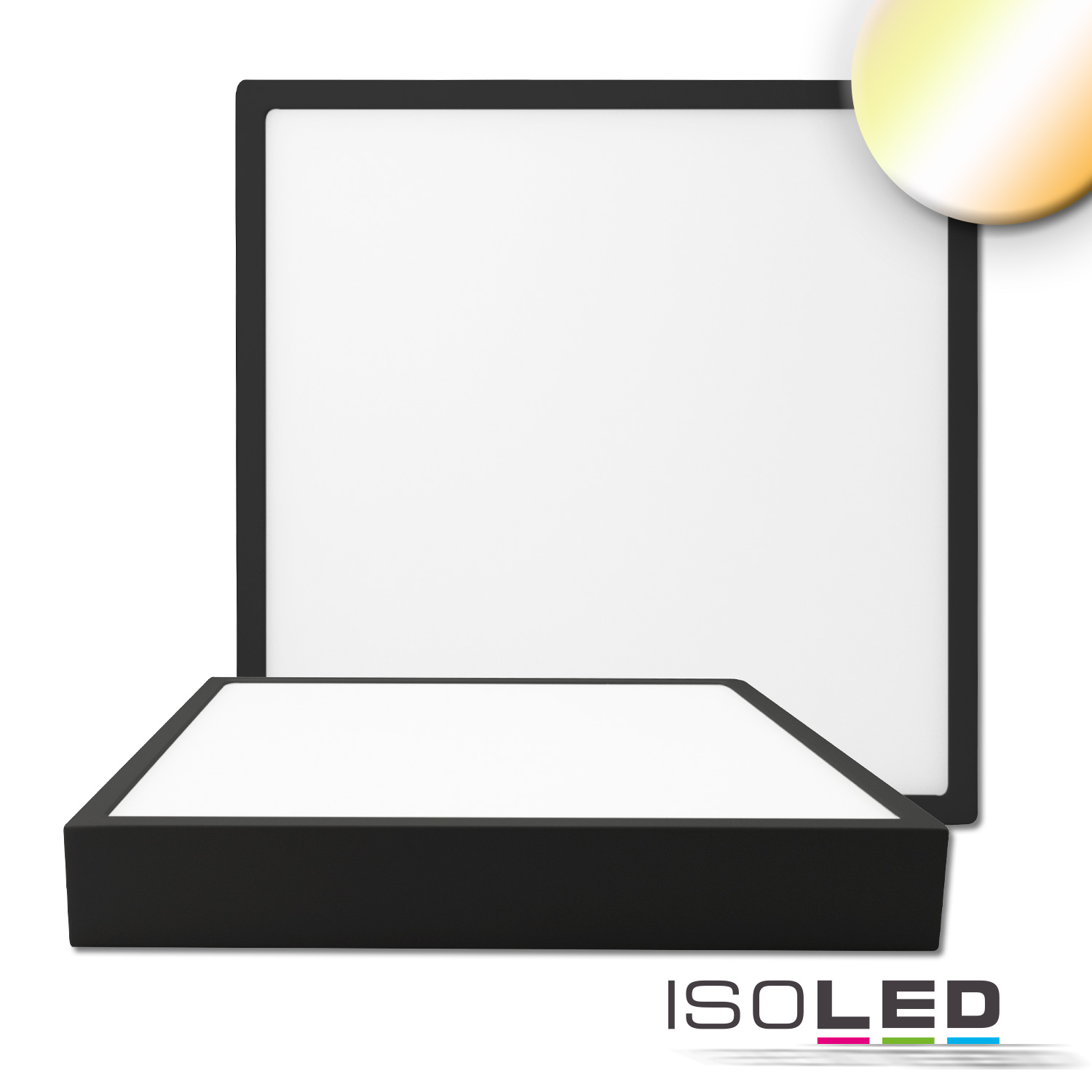 ISOLED 114913 LED Deckenleuchte PRO schwarz, 30W, 300x300mm, ColorSwitch 2700|3000K|4000k, dimmbar