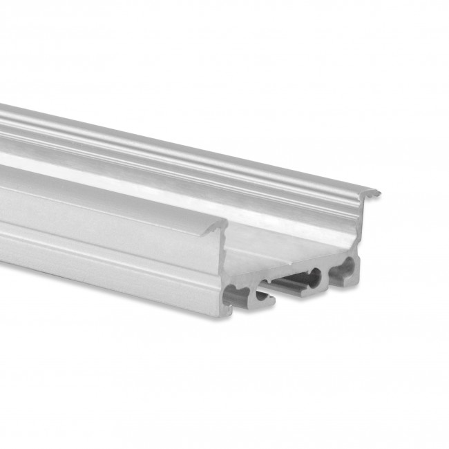 LED Leiste Basic - Comfort 12V LED Streifen IP65 kaltweiß 60 LED/m 3528 - 1m Einbau breit 24mm - silber