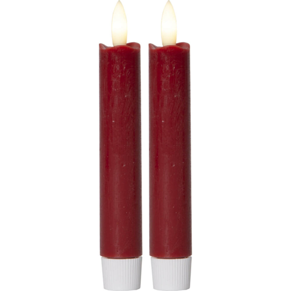 Attraktive, rote LED Kerzen mit realistischer Flamme von Star Trading im 2er Set