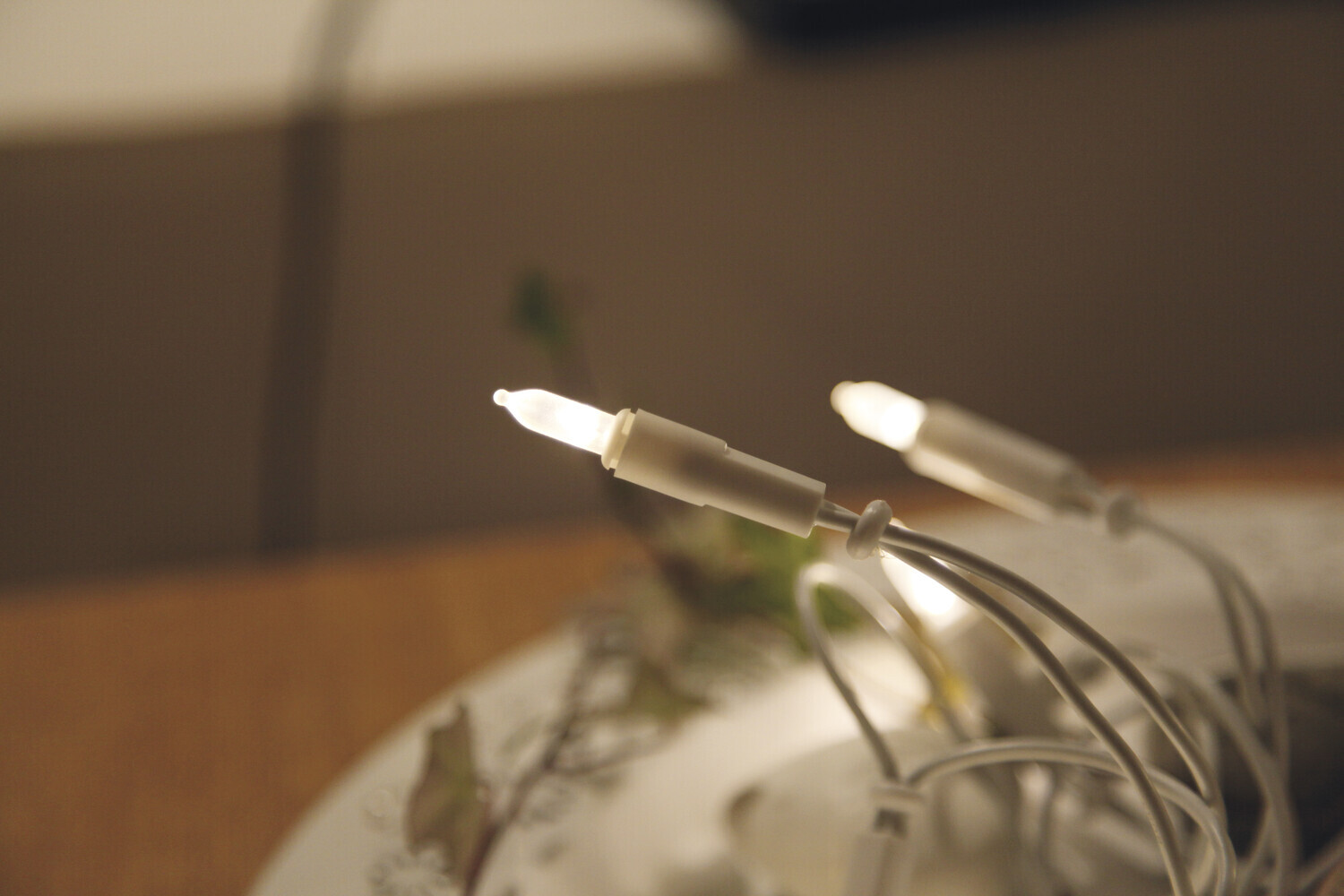 Prächtige Mini Lichterkette von Star Trading in warmweiss und weissem Kabel indoor
