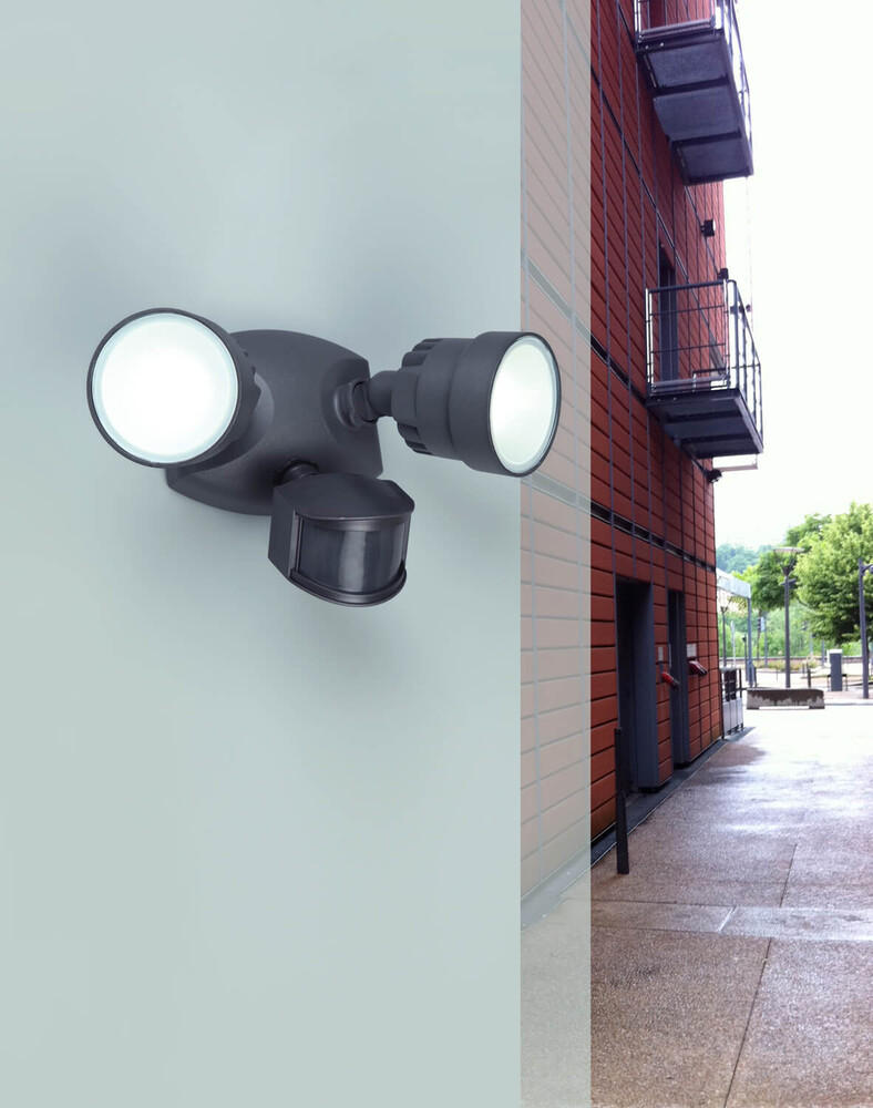 Stilvolle ECO-LIGHT LED-Außenwandleuchte SHRIMP mit integriertem Bewegungsmelder