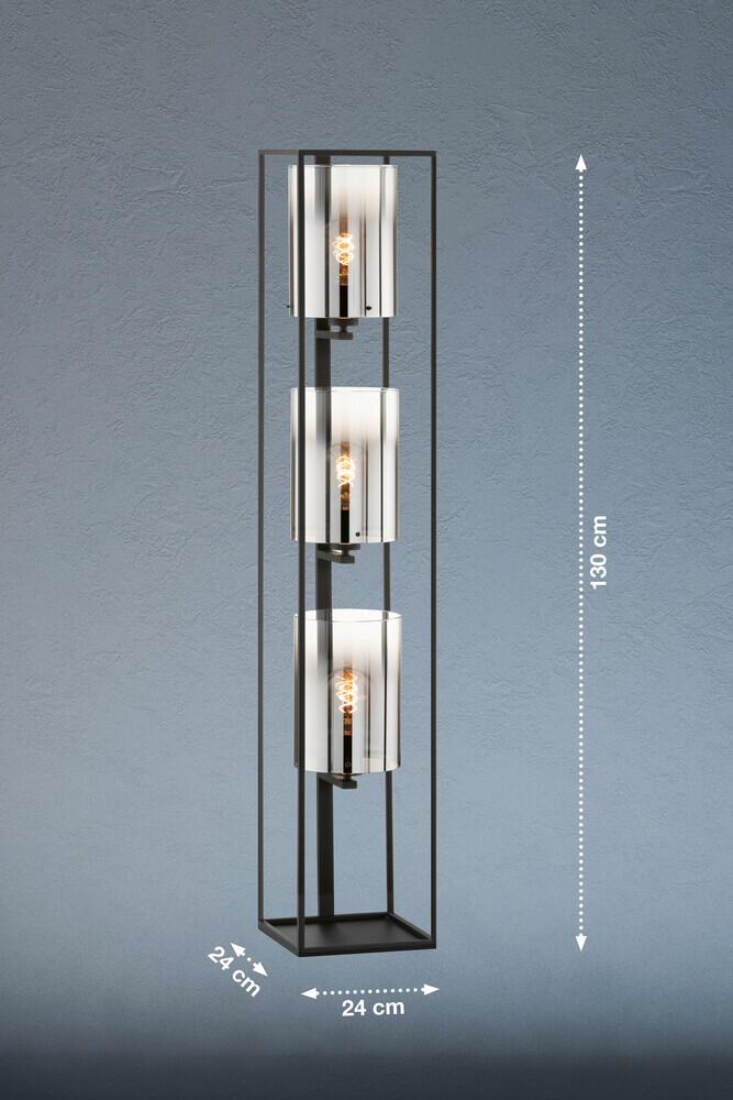 Elegante und moderne Stehlampe aus Metall in sandschwarz von Fischer & Honsel