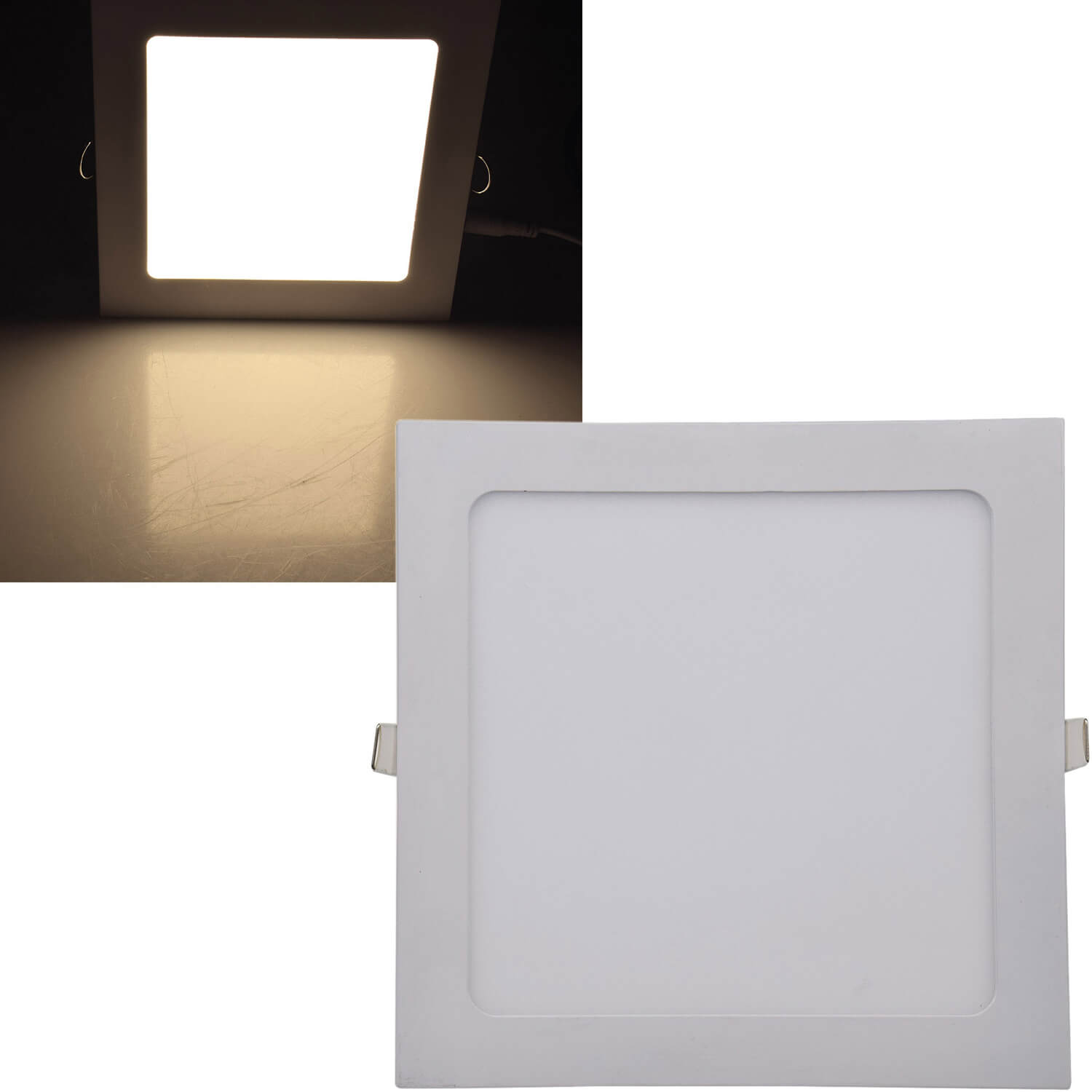 LED Licht-Panel "QCP-22Q", 22,5x22,5cm, 230V, 18W, 1300 Lumen, 2900K / warmweiß