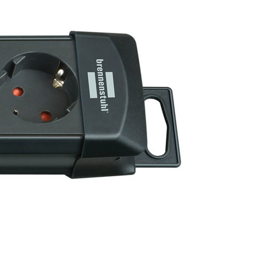 Hochwertige Steckdosen von Brennenstuhl Premium Line in schwarz, mit 10 Steckplätzen, Schalter und 3m Kabel