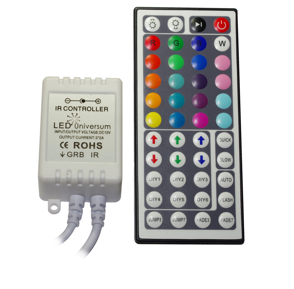 Hochwertiger 44-Tasten-IR-Fernbedienungscontroller für RGB-LED-Streifen von LED Universum