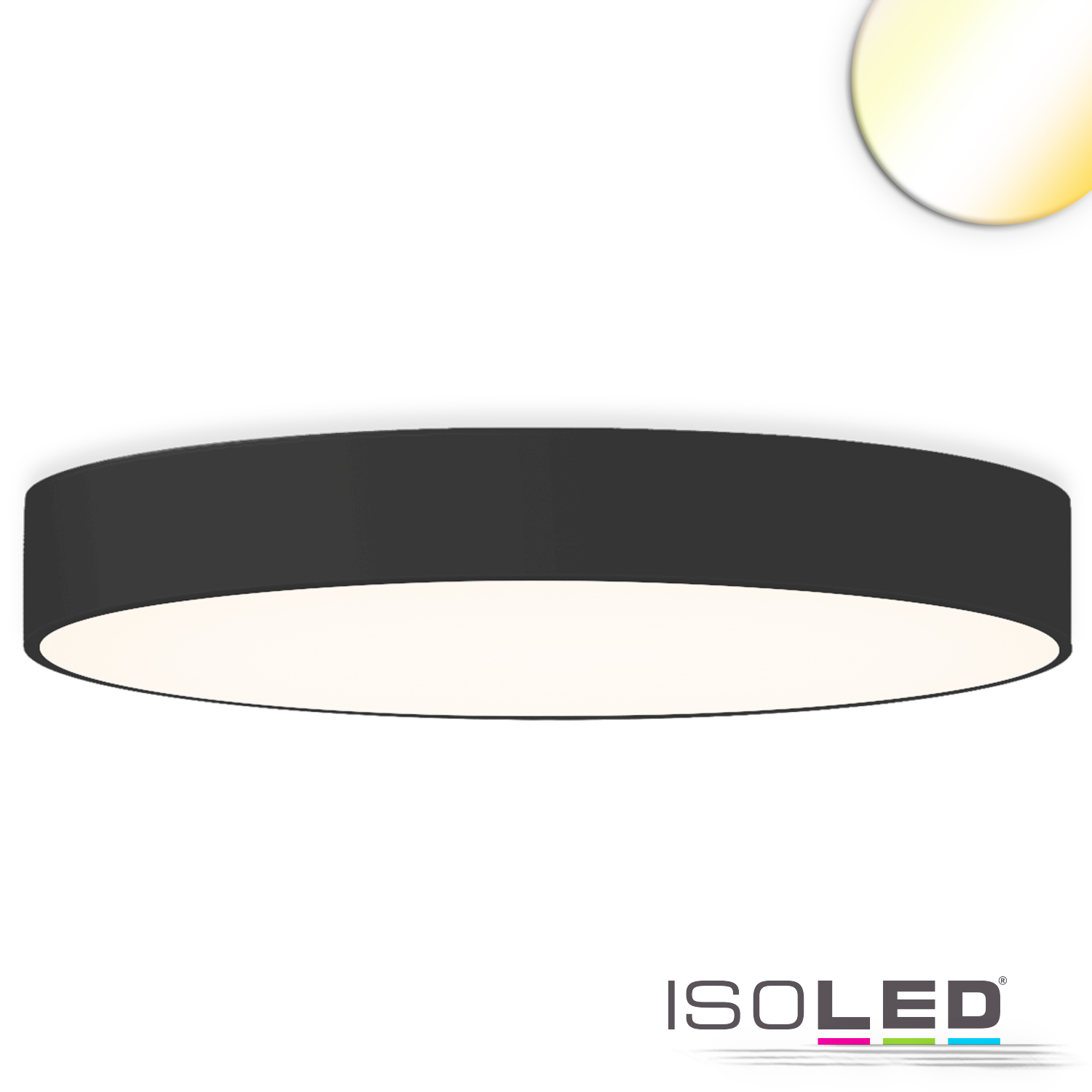 ISOLED 115206 LED Deckenleuchte, DN1000, schwarz, 160W, ColorSwitch 3000|3500|4000K, dimmbar