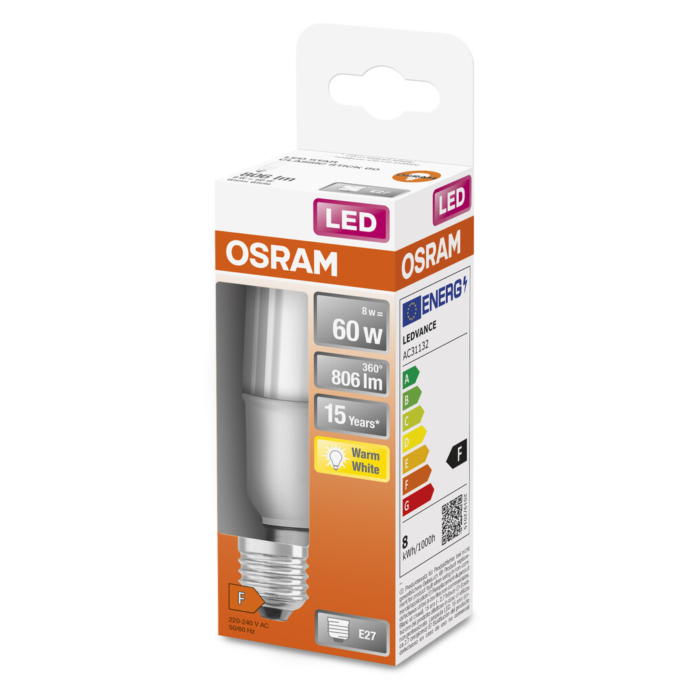 Hochwertiges LED-Leuchtmittel von OSRAM erzeugt angenehme 2700 K warmweiß Beleuchtung