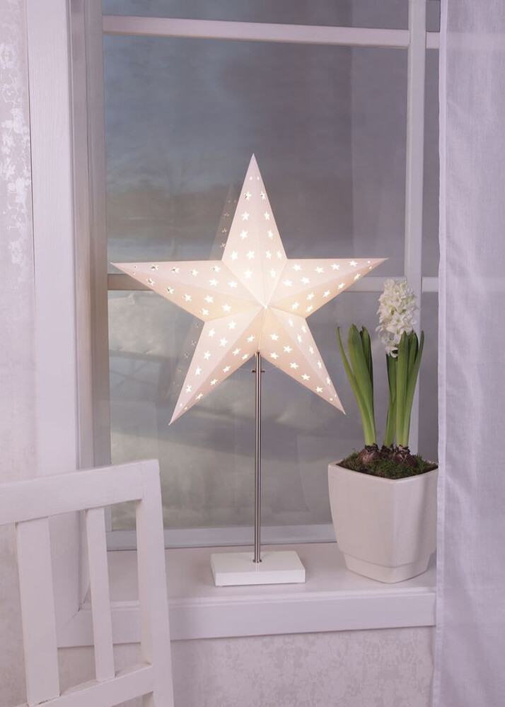 Elegante stehlampe in creme aus metall, holz und papier von Star Trading