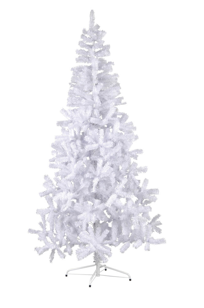 Ausdrucksvoller weißer Weihnachtsbaum von Star Trading mit robustem Metallfuß, geeignet für Outdoor Einsatz